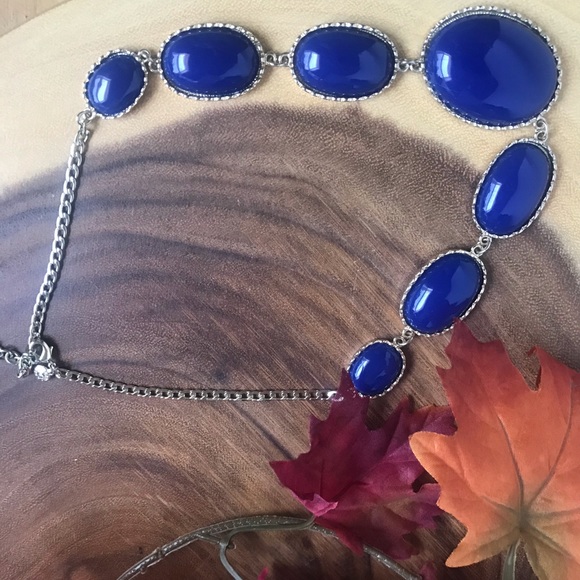 J Crew Faux Lapis Oval Pendant Statement Necklace - Picture 3 of 4